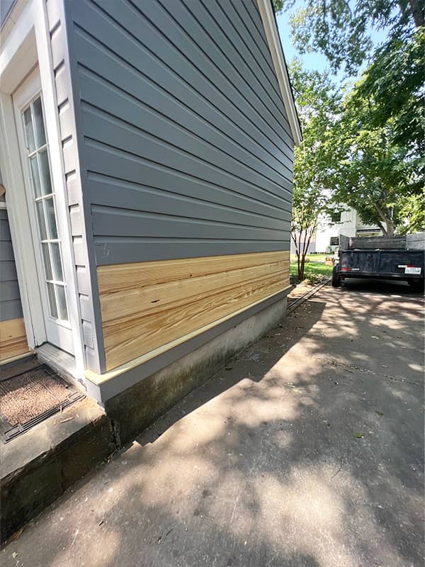 Hardie lap siding installation on the side of a home in Austin, TX