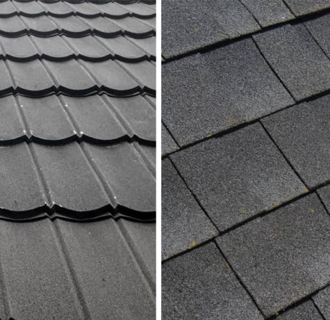 residential metal roofing compared to asphalt shingles showing differences in durability and lifespan