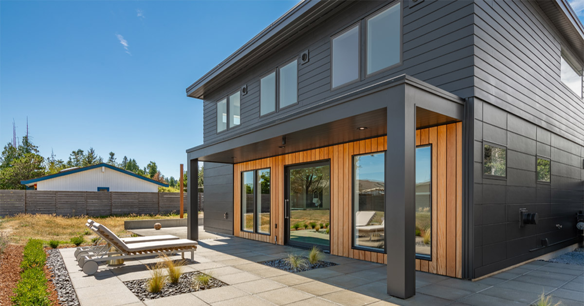 Modern siding styles on a contemporary residential home exterior