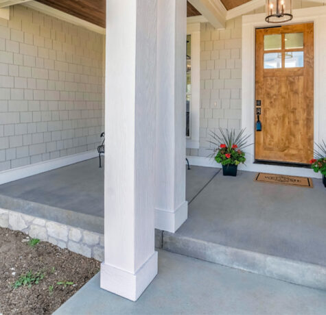 Modern home exterior with siding that looks like shingles